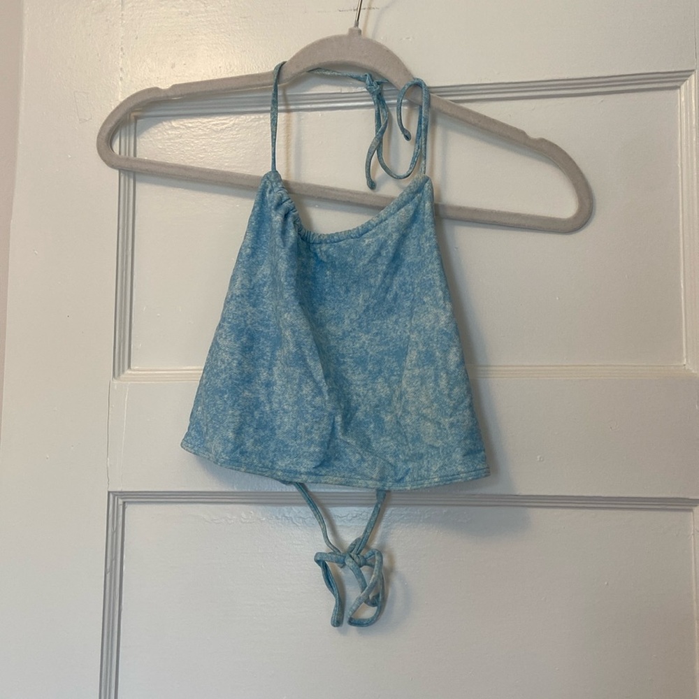 Aerie halter blue bikini top, Size L